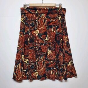 Lularoe Azure Paisley Skirt Floral Stretch Fold-over Waist Womens Size L Flounce